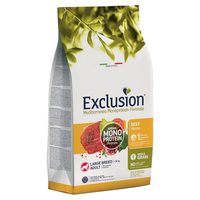 EXCLUSION Cane Mediterraneo Large Adult Manzo 12Kg