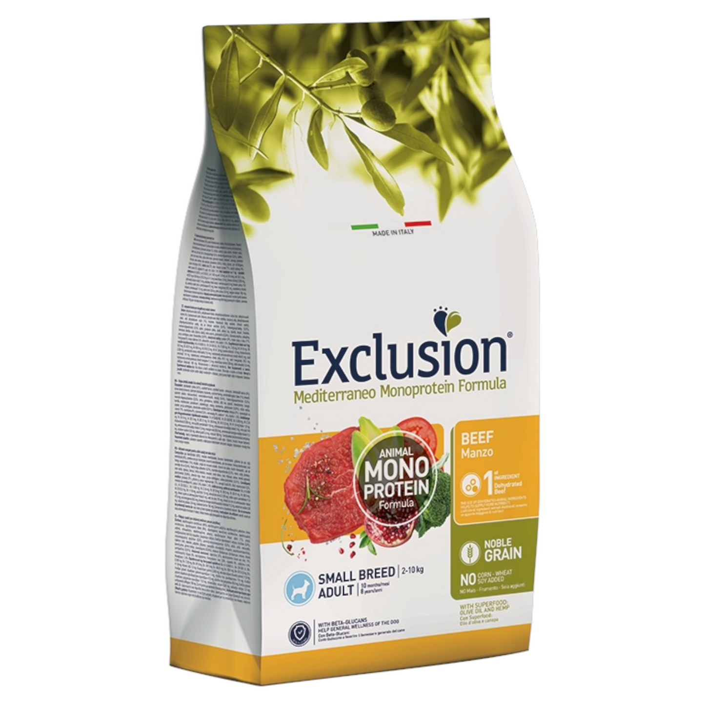 EXCLUSION Cane Mediterraneo Small Adult Manzo 7Kg