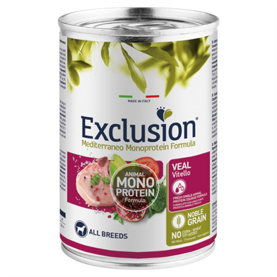 EXCLUSION Cane Mediterraneo Monoproteico All Breeds Vitello 400gr