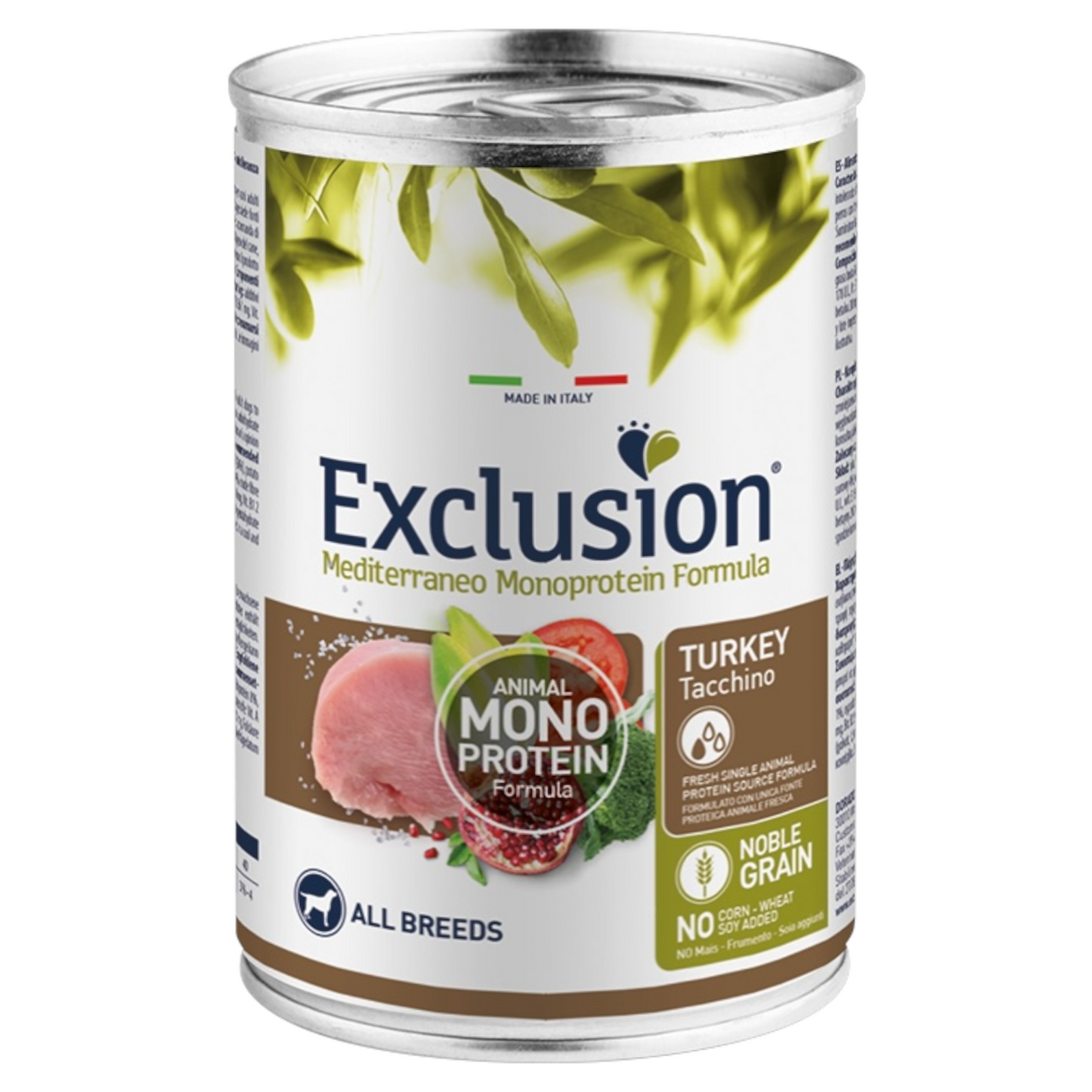 EXCLUSION Cane Mediterraneo Monoproteico All Breed Tacchino 400gr