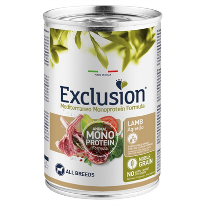 EXCLUSION Cane Mediterraneo Monoproteico All Breeds Agnello 400gr