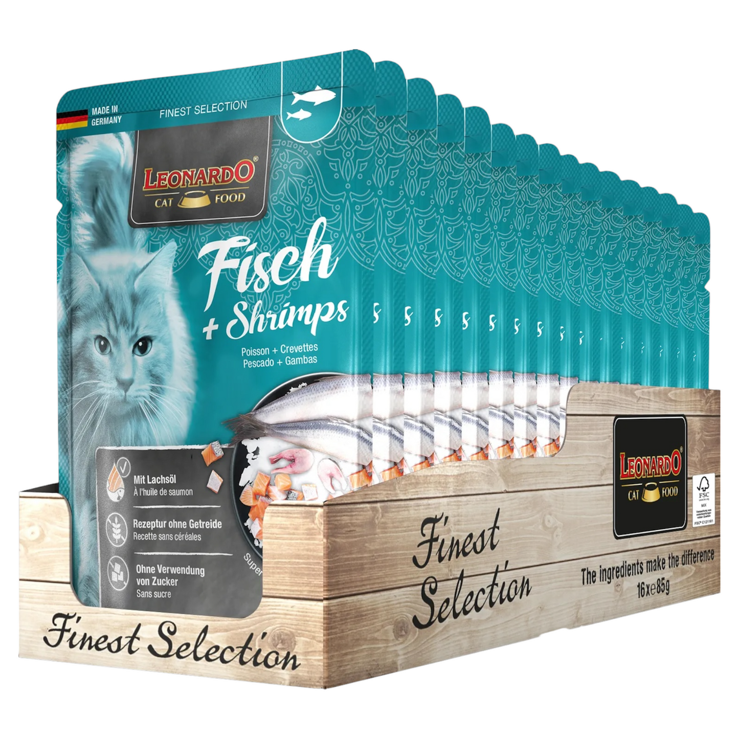 LEONARDO Fish Pesce Gamberetti 85gr (Pack 16pz)