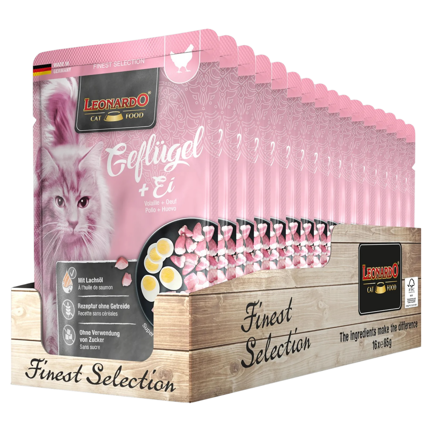 LEONARDO Geflugel Pollame con Uovo 85gr (Pack 16pz)