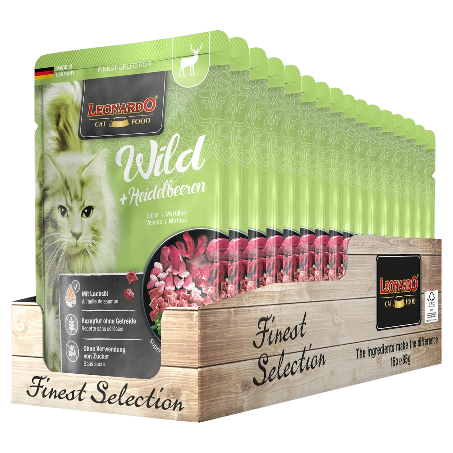 LEONARDO Wild Selvaggina con Mirtilli 85gr (Pack 16pz)