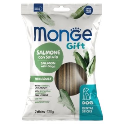 MONGE Gift Cane Dental Mini Adult Salmone con Salvia 120gr