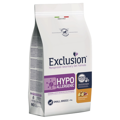EXCLUSION Cane Hypoallergenic Small Adult Anatra e Patate 2Kg