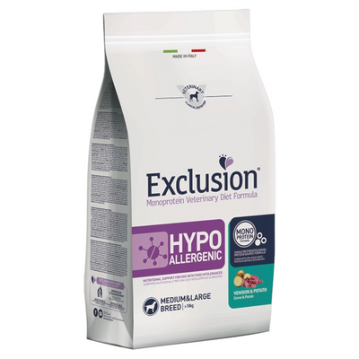 EXCLUSION Cane Hypoallergenic Medium&Large Breed Cervo e Patate Adult 12Kg