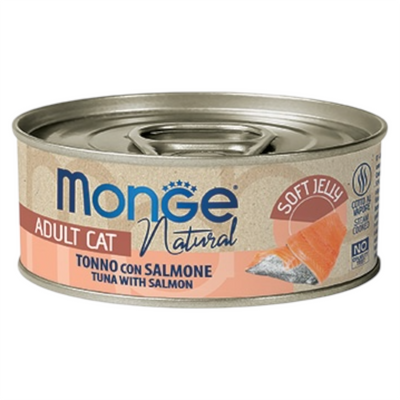 MONGE Gatto Natural Soft Jelly Tonno con Salmone 80gr