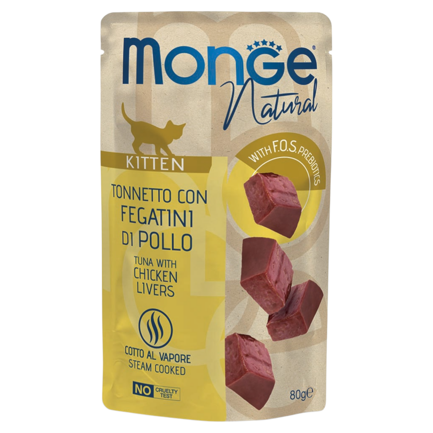 MONGE Gatto Natural Bustina Kitten Tonno con Fegatini di Pollo 80gr