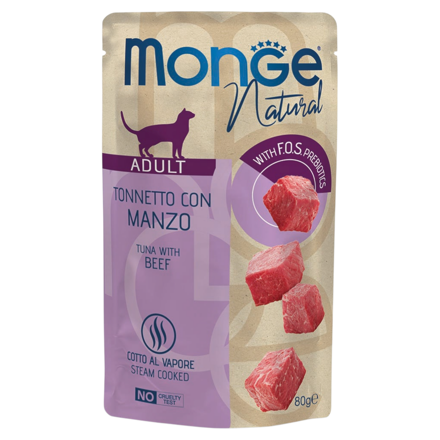 MONGE Gatto Natural Bustina Tonno e Manzo 80gr