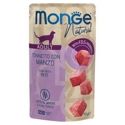 MONGE Gatto Natural Bustina Tonno e Manzo 80gr