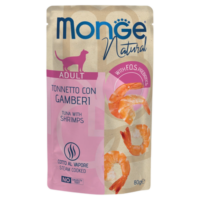 MONGE Gatto Natural Bustina Tonno e Gamberi 80gr