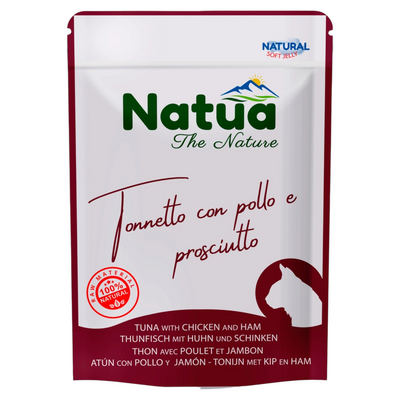 NATUA Gatto Busta Natural Tonno con Pollo e Prosciutto 70Gr