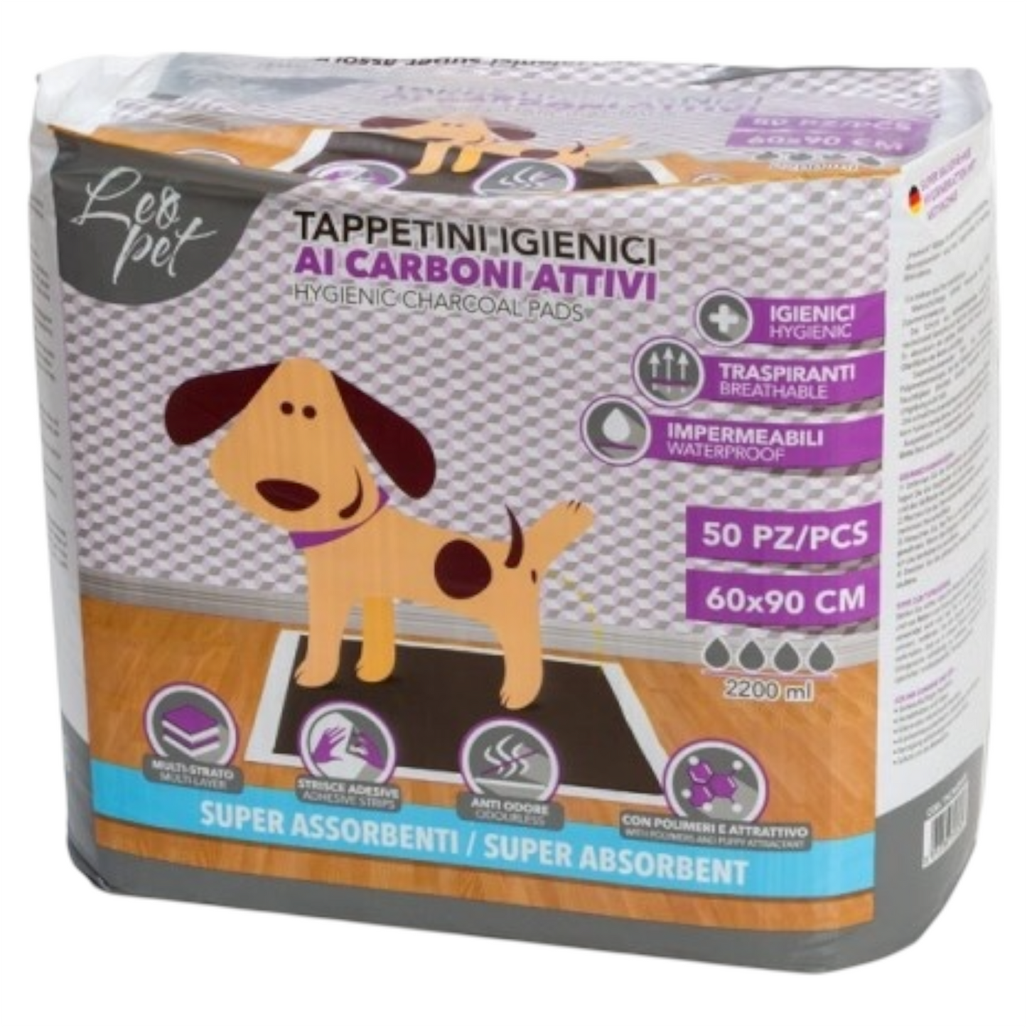 LEOPET Tappetini Igienici Carboni Attivi 60x90 50pz
