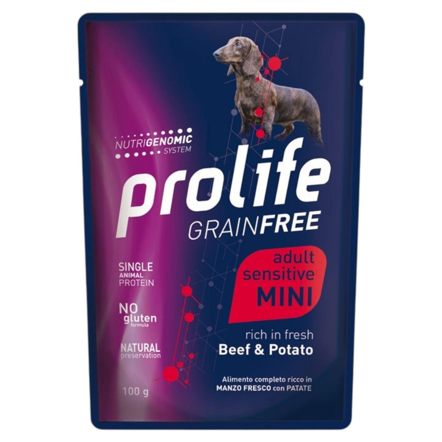 PROLIFE Cane Mini Adult GF Manzo e Patate 10x100gr