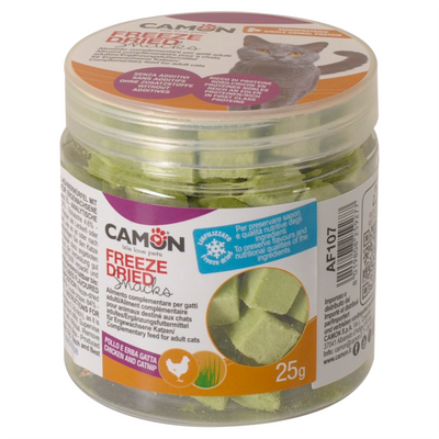 CAMON Snack Gatto Dadini di Pollo Liofilizzato con Catnip