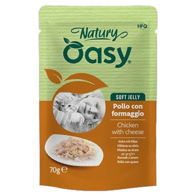 OASY Gatto Natury Soft Jelly Pollo con Formaggio 70gr