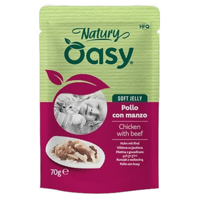OASY Gatto Natury Soft Jelly Pollo con Manzo 70gr