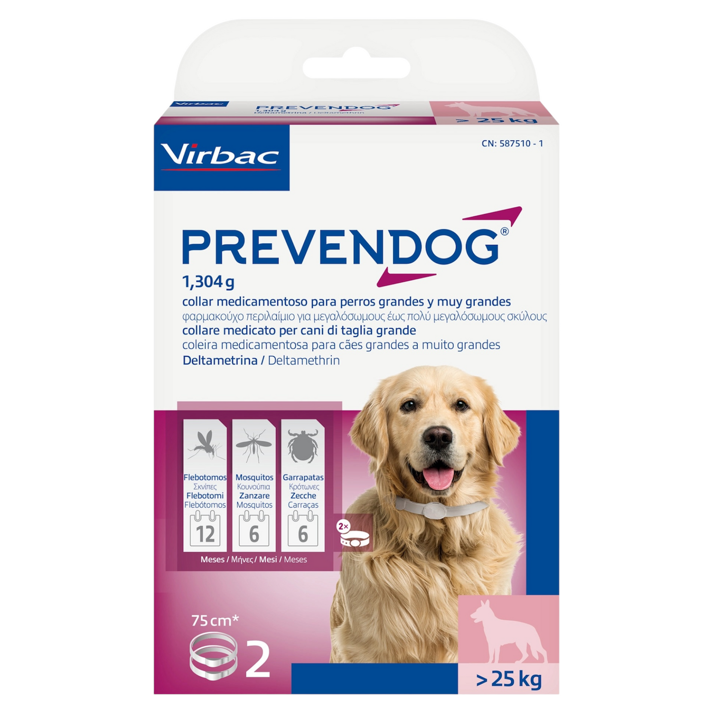 VIRBAC Cane Prevendog 2 Collari +25Kg (75cm)