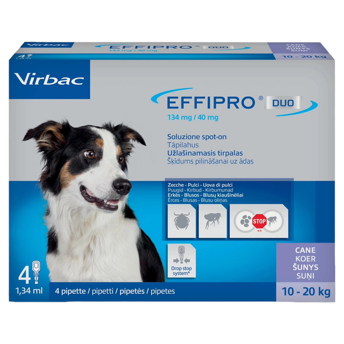 VIRBAC Cane Effipro Spot-On 10-20Kg (4 Pipette)