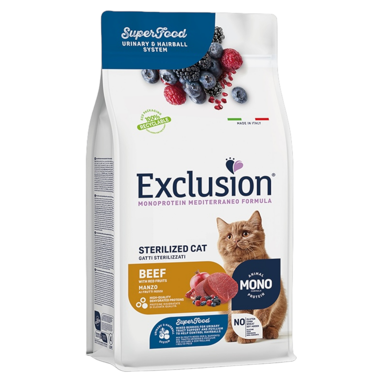 EXCLUSION Gatto Sterilised Manzo 12Kg