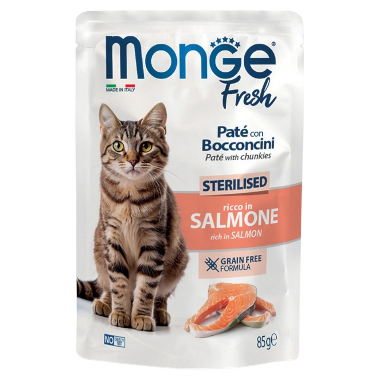 MONGE Fresh Gatto Sterilised Patè GF Salmone 85gr