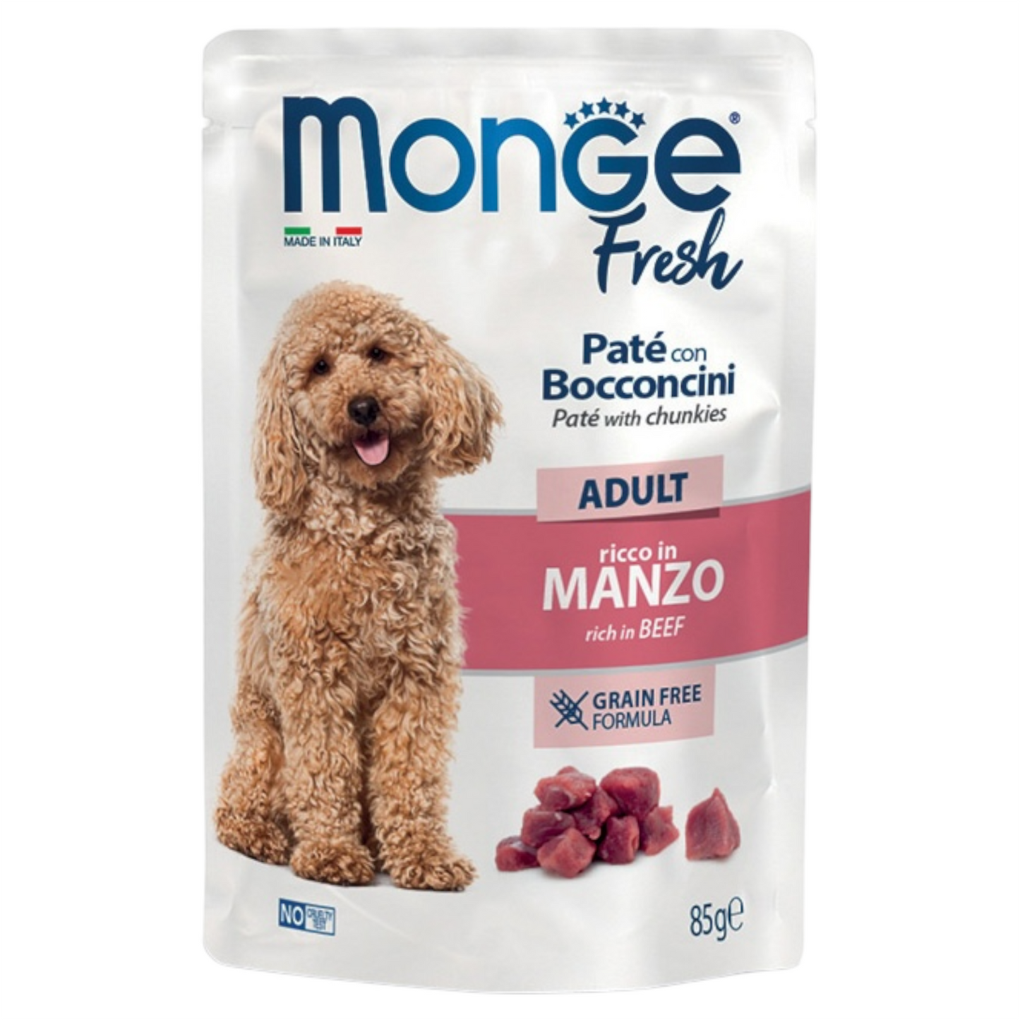 MONGE Fresh Cane Adult Patè GF Manzo 85gr