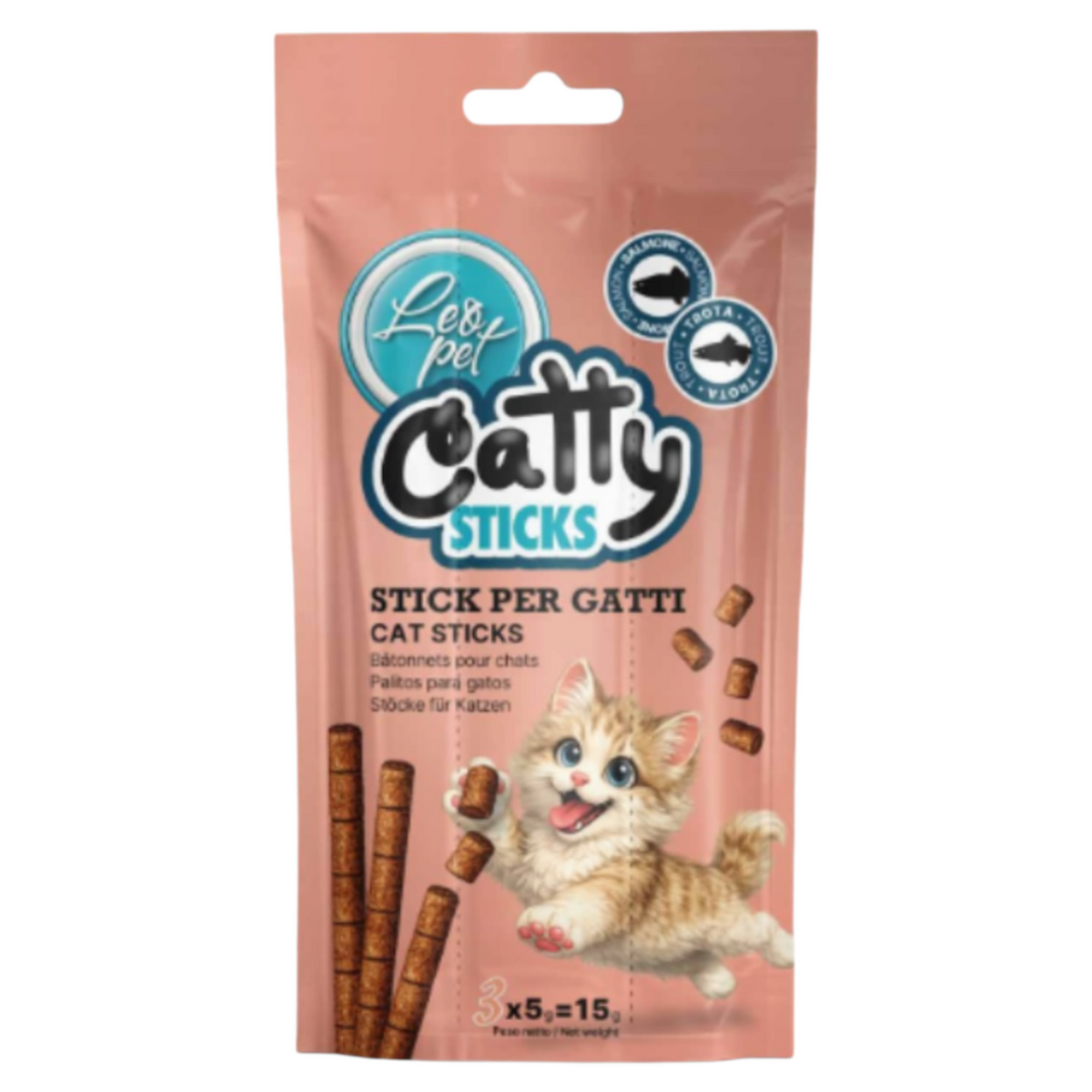 LEOPET Catty Sticks Trota e Salmone 3x5gr