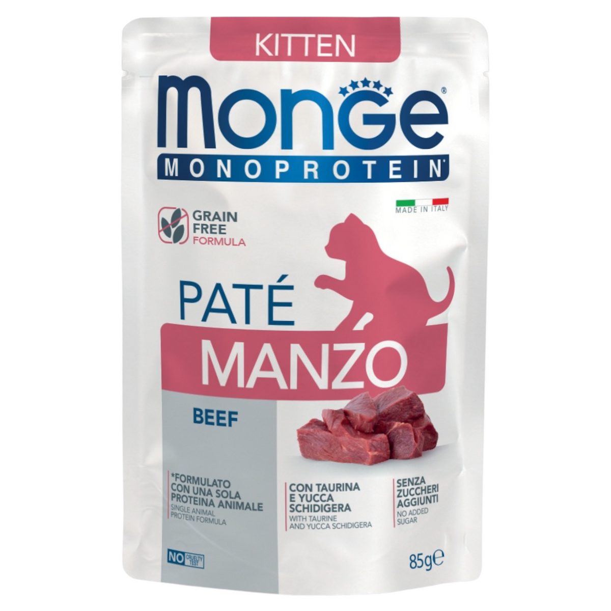 MONGE Gatto Monoprotein Kitten GF Paté Manzo 85gr