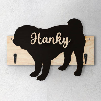 Carlino - Porta guinzaglio e/o chiavi personalizzato con il nome del tuo cane