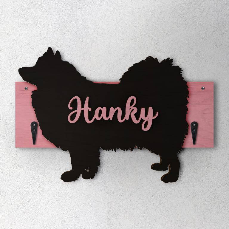 Spitz Giapponese - Porta guinzaglio e/o chiavi personalizzato con il nome del tuo cane