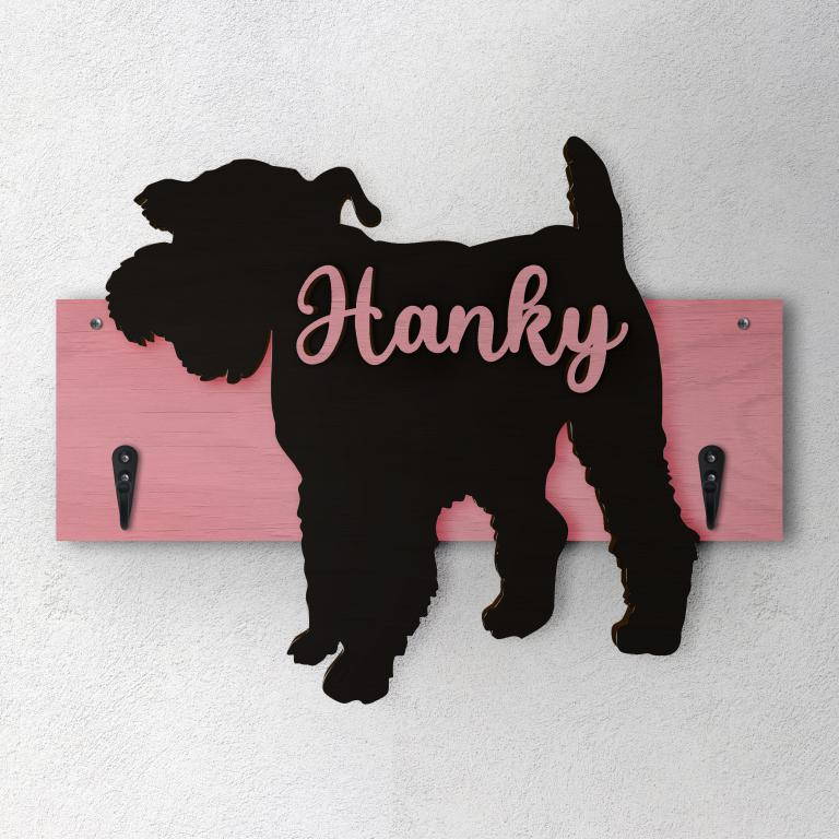 Schnauzer Nano - Porta guinzaglio e/o chiavi personalizzato con il nome del tuo cane