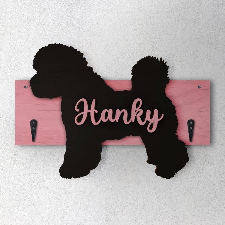 Bichon Frise - Porta guinzaglio e/o chiavi personalizzato con il nome del tuo cane