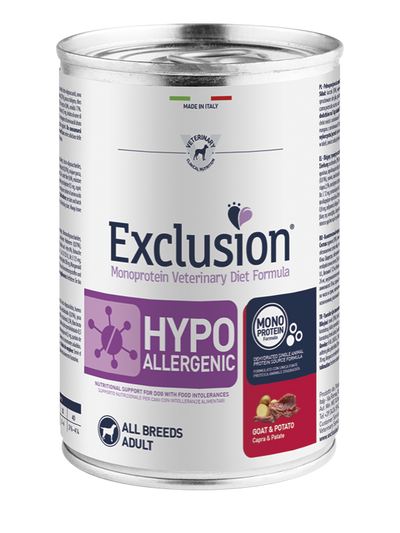 EXCLUSION Cane Hypoallergenic All Breed Capra e Patate 24pzX400gr