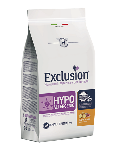 EXCLUSION Cane Hypoallergenic Small Adult Anatra e Patate 2Kg