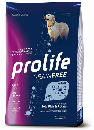 PROLIFE Cane Grain Free Adult Sensitive Sole Fish & Potato Medium/Large 10Kg
