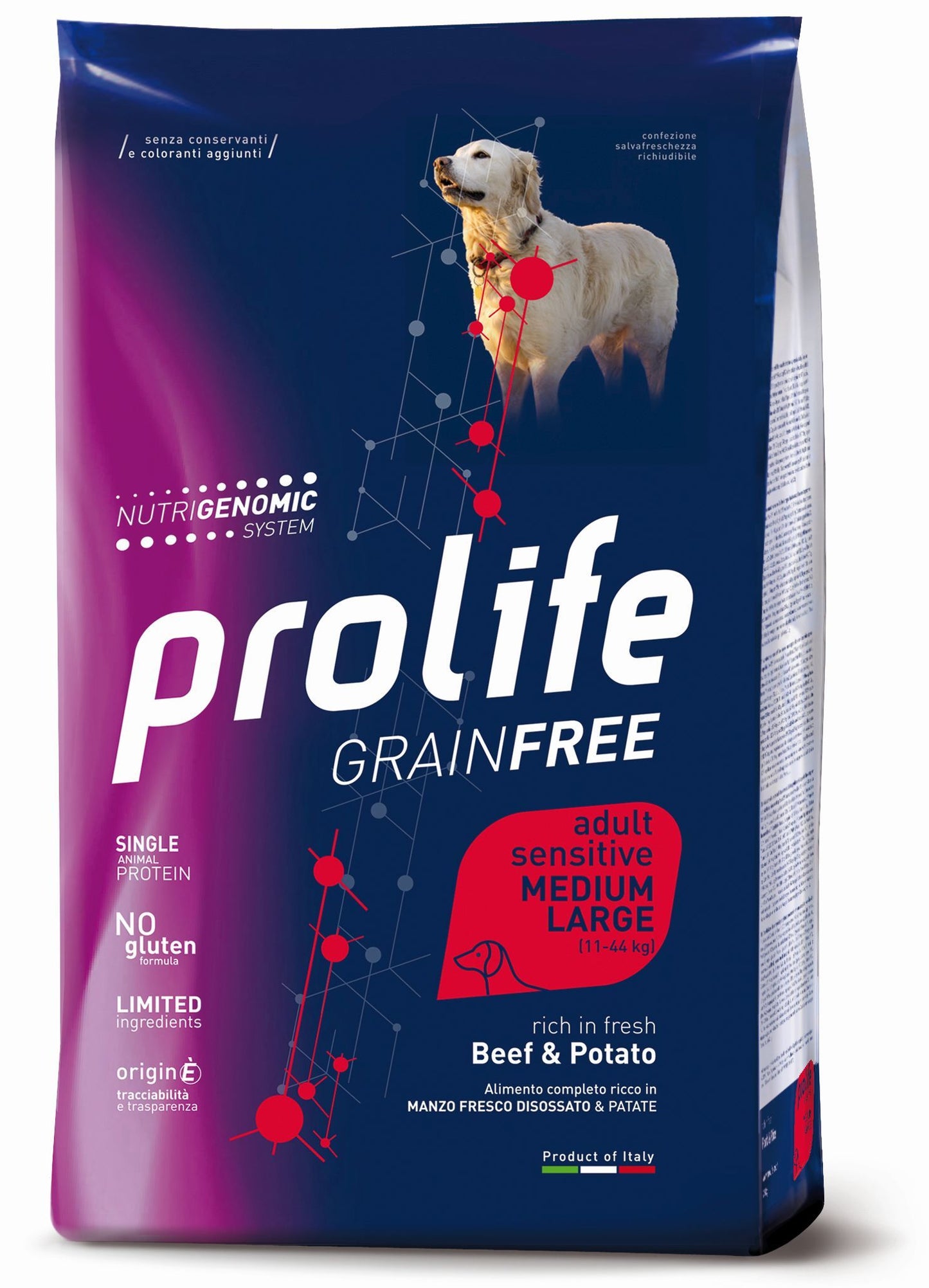 PROLIFE Cane Grain Free Adult Sensitive Beef & Potato Medium/Large 2,5Kg