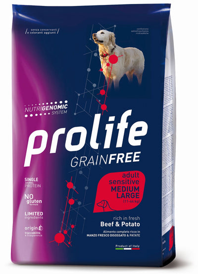 PROLIFE Cane Grain Free Adult Sensitive Beef & Potato Medium/Large 2,5Kg