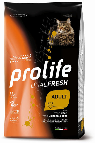PROLIFE Gatto Dual Fresh Adult fresh Beef, fresh Chicken & Rice 7Kg
