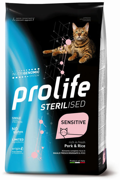 PROLIFE Gatto Sterilised Sensitive Adult Pork & Rice 7Kg
