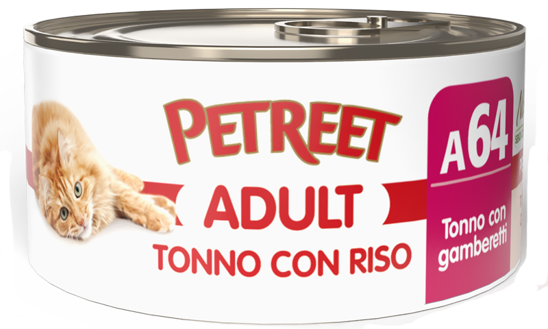 PETREET Cat A64 Tonno e Gamberetti con Riso 70gr