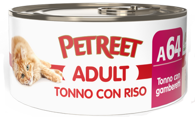 PETREET Cat A64 Tonno e Gamberetti con Riso 70gr