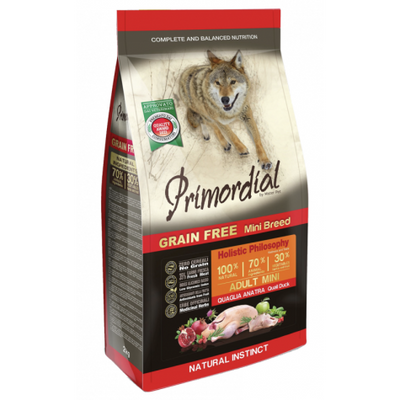PRIMORDIAL Dog Adult Mini Quaglia e Anatra Grain Free 6Kg