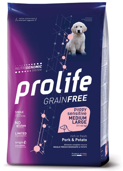 PROLIFE Cane Grain Free Puppy Sensitive Pork & Potato Medium/Large 10Kg