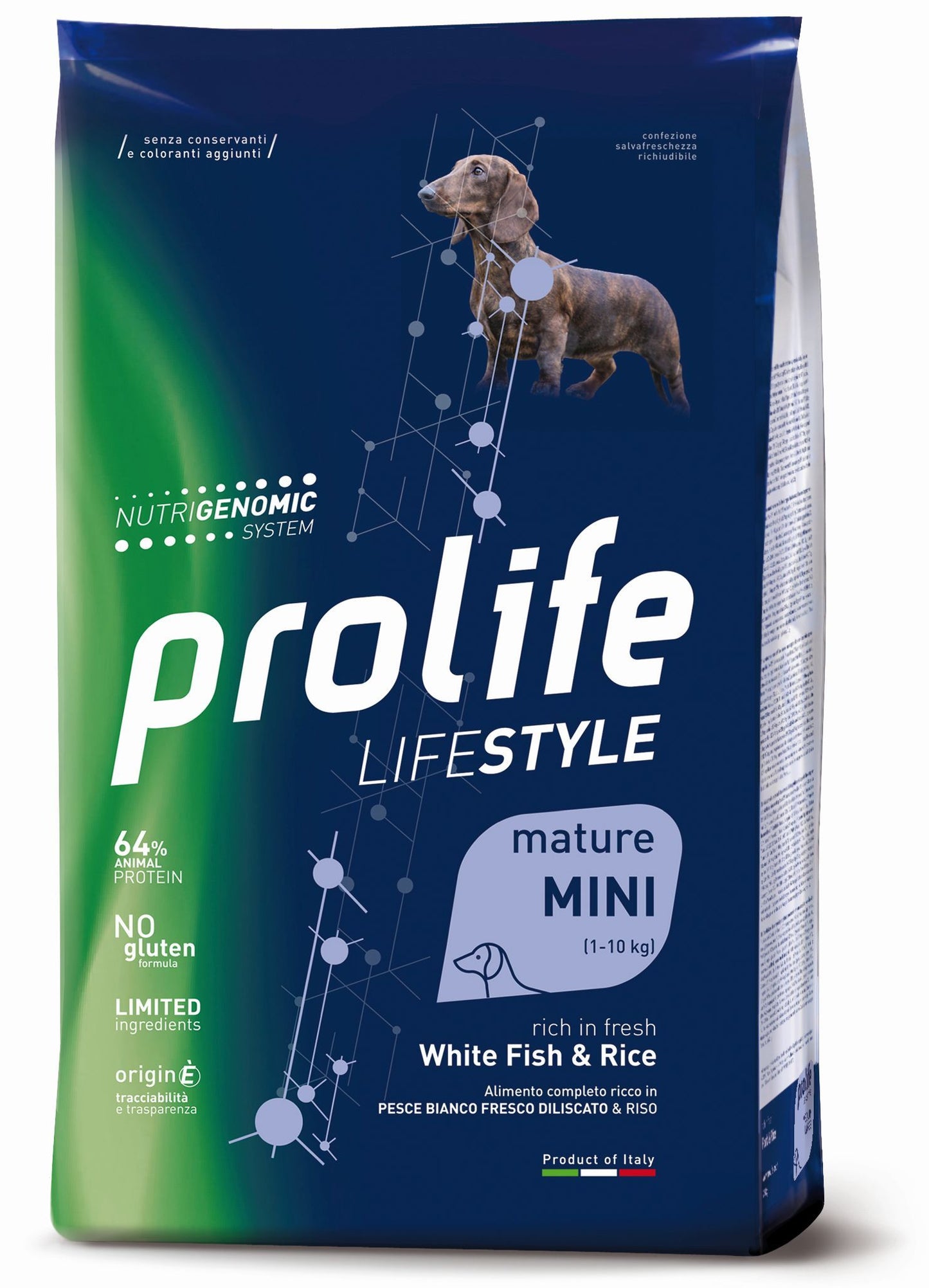PROLIFE Cane Life Style Mature White Fish & Rice Mini 7Kg