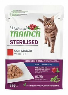 TRAINER Cat Sterilised Bocconcini in salsa Manzo 85gr