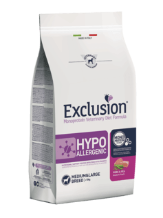 EXCLUSION Cane Hypoallergenic Medium&Large Adult Maiale e Piselli 12Kg