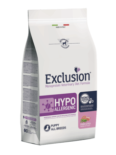 EXCLUSION Cane Hypoallergenic All Breed Puppy Maiale e Piselli 2Kg