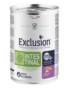 EXCLUSION Cane Intestinal All Breed Puppy Maiale e Riso 400gr