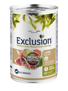 EXCLUSION Cane Mediterraneo Monoproteico All Breed Adult Agnello 400gr